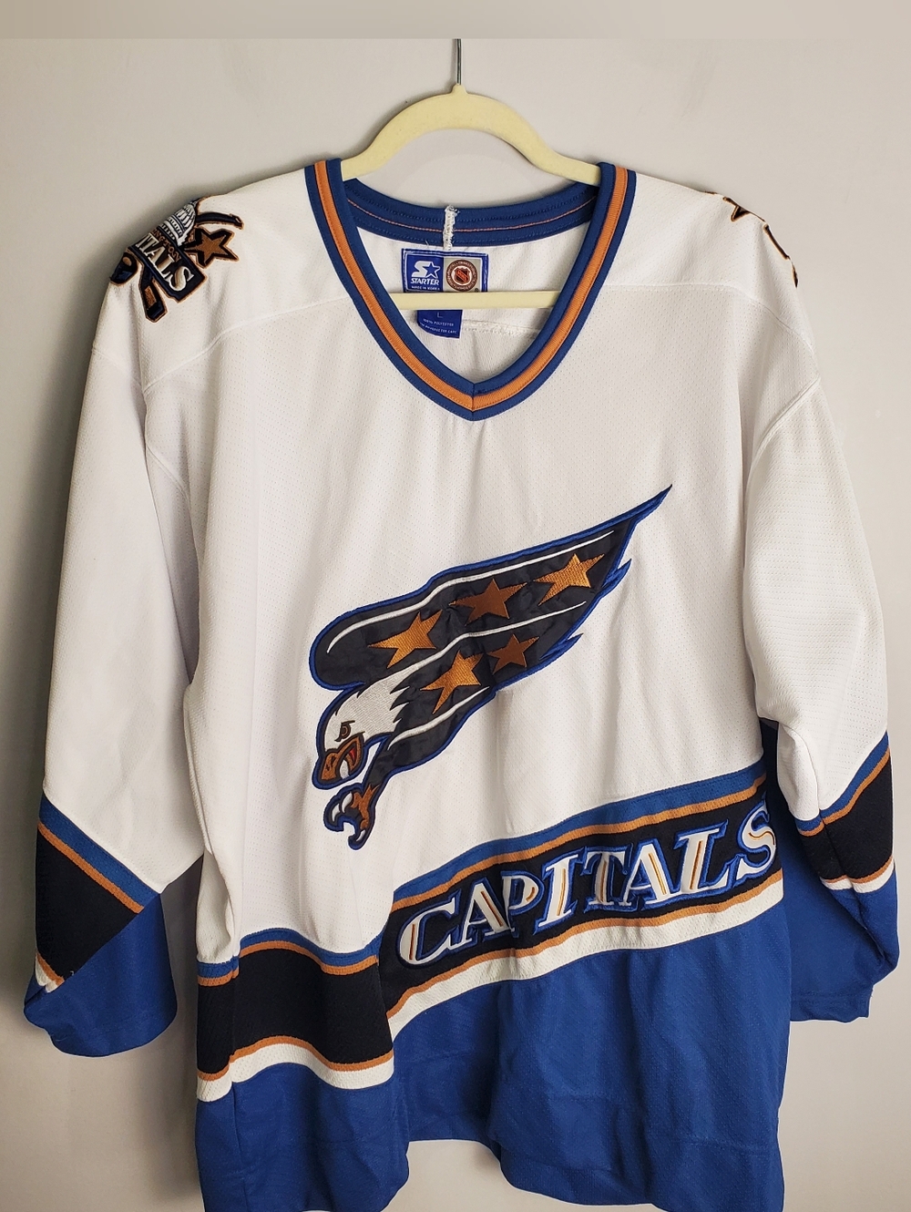 Starter Washington Capitals Sewn-On White Hockey Jersey Men’s Large Vintage
